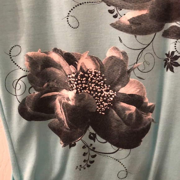 Agenda turquoise floral top - Picture 3 of 3